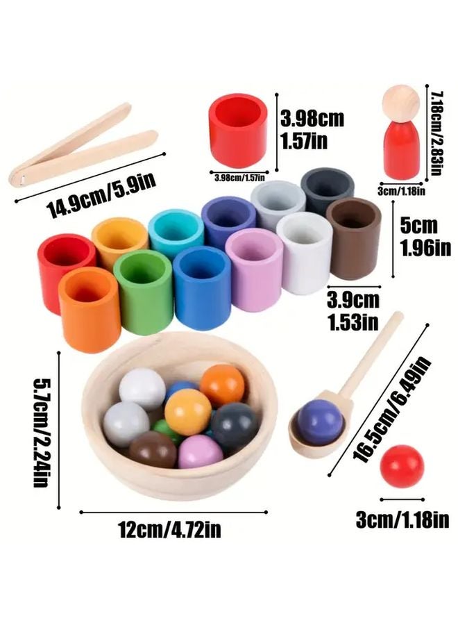 Rainbow Color Sorting Game 12 Colors Balls And Cup Fine Motor Learning Toys - Image 2